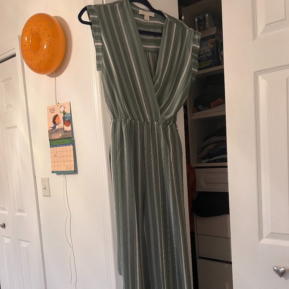 Monteau Green Striped Jumpsuit